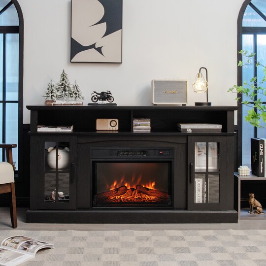 Tv Stand For Tvs Up To 65 Inch With Fireplace, Side Cabinets And Tv Stand For Tvs Up To 65 Inch With Fireplace, Side Cabinets And